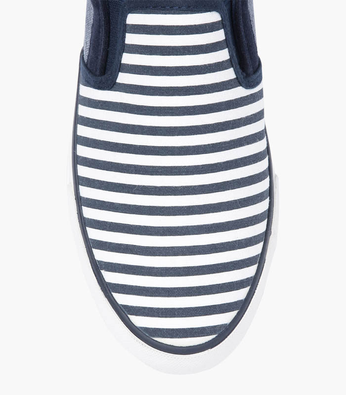 Men Navy & White Striped Shoes - Front